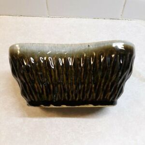 Robinson Ransbottom Roseville Ohio Planter Vintage Brown & Green Drip Glaze 7x3